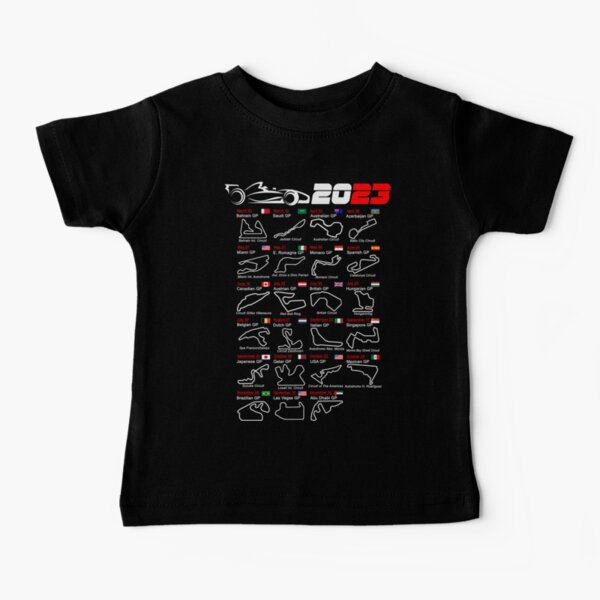 Calendar Formula race cars 2023 named circuits Baby T-Shirt