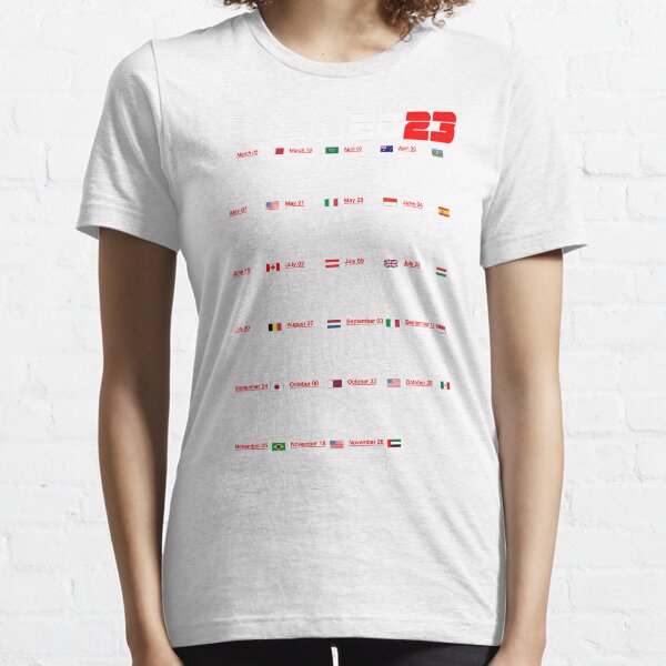 Calendar Formula race cars 2023 named circuits Essential T-Shirt