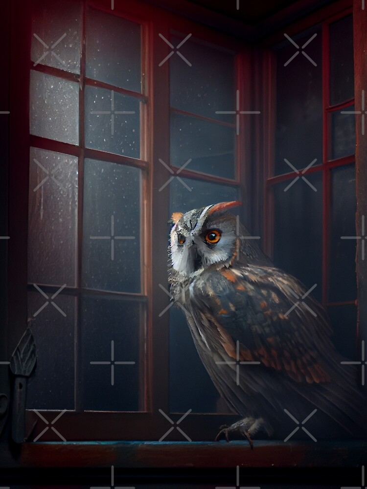 Aperçu 5 sur 5. Robe trapèze avec l'œuvre Moody Owl at the Window Digital Painting créée et vendue par CodeAndColors.