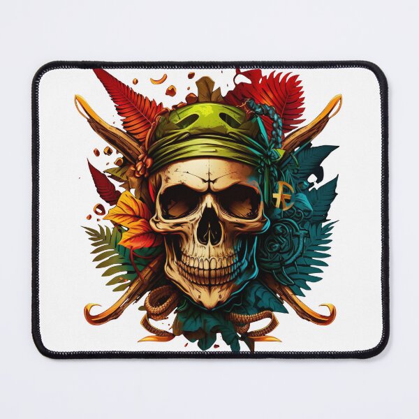 Item preview, Skull with bones behind pirate logo style bright, colorful designed and sold by VAXANA.