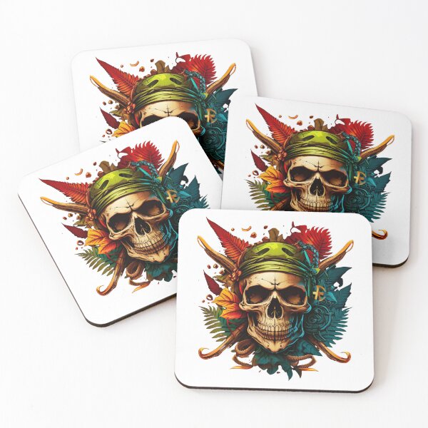 Item preview, Skull with bones behind pirate logo style bright, colorful designed and sold by VAXANA.