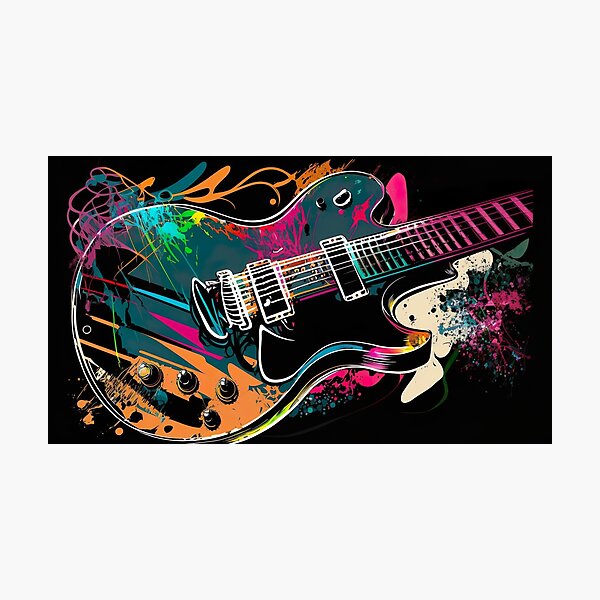 Electric Guitar Pop Art Dark Colors