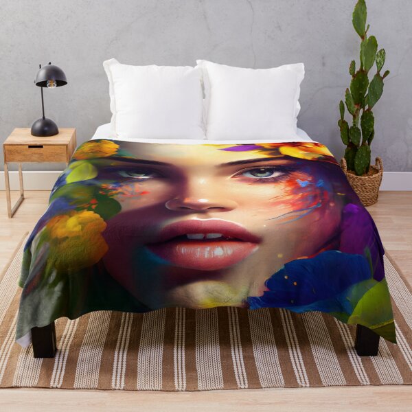 Aperçu de l'œuvre La beauté enchanteresse d'une fille dans un art abstrait aquarelle vif créée et vendue par PosterManiaRo.