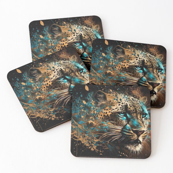 Artikelvorschau, Leopard-blaue Farbmischungs-moderne Illustration entworfen und verkauft von ArtfulAmbitions.