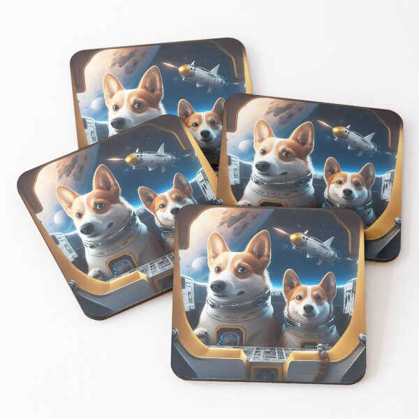 Artikelvorschau, Corgi Dogs Astronauten auf einem Raumschiff im All entworfen und verkauft von AIWanderer.