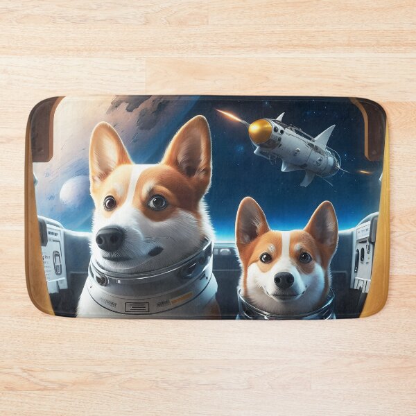 Artikelvorschau, Corgi Dogs Astronauten auf einem Raumschiff im All entworfen und verkauft von AIWanderer.