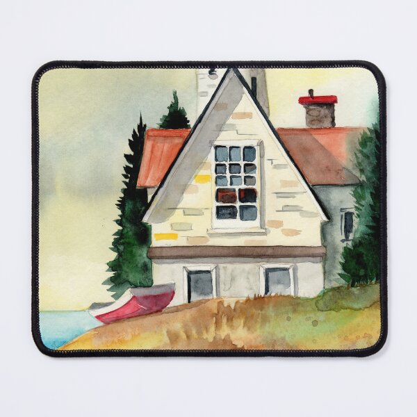 Item preview, Watercolor illustration of a lighthouse on a hill designed and sold by MaryWatercolor.