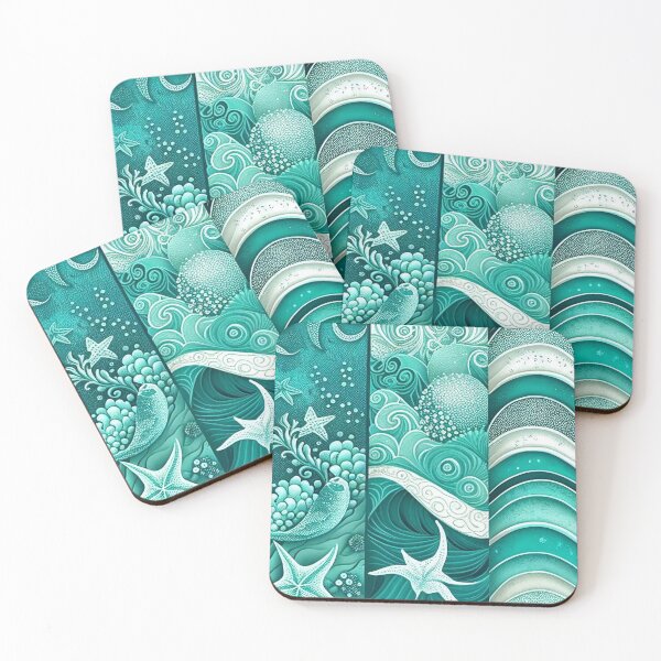 Item preview, Dots Wave Ocean Details, Blue and Green Shades SeaStar, Starfish, Under the sea, Underwater designed and sold by Shaka-Surf-Tees.
