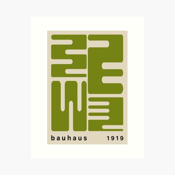 Vista previa del artículo con la obra «Póster Bauhaus geométrico verde», diseñado y vendido por NicolJay.