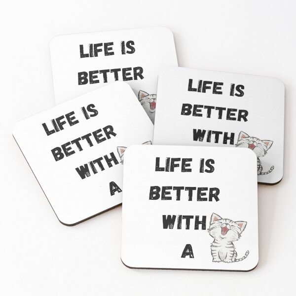 Item preview, LIFE IS BETTER WITH A CAT - funny t-shirt designed and sold by QSFashion ⭐⭐⭐⭐⭐.