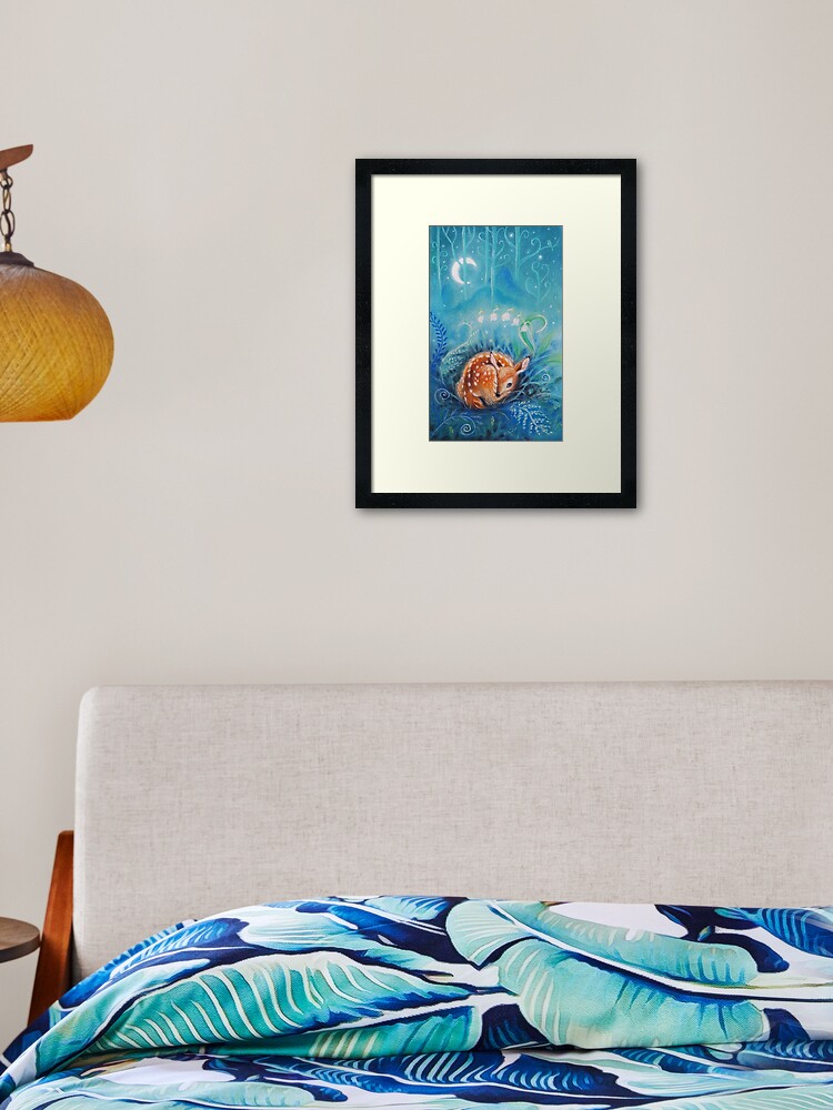 Thumbnail 1 of 7, Framed Art Print, Cute dreaming deer by Maria Tiqwah designed and sold by Maria Tiqwah.