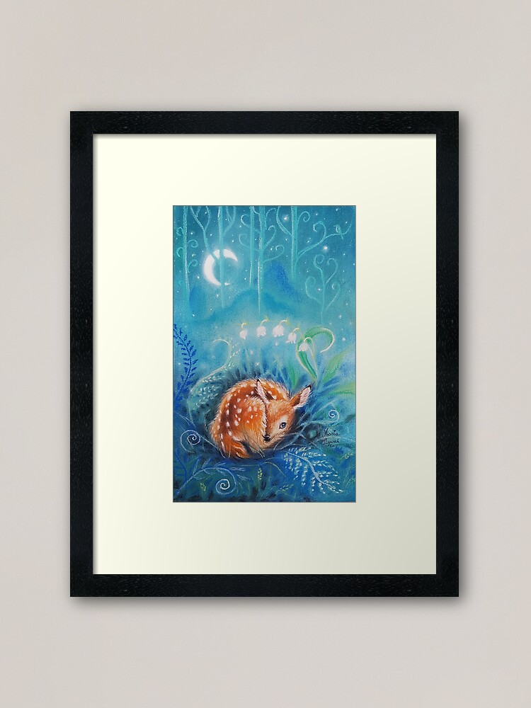 Alternate view of Cute dreaming deer by Maria Tiqwah Framed Art Print