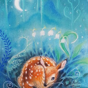 Artwork thumbnail, Cute dreaming deer by Maria Tiqwah by MariaTiqwah