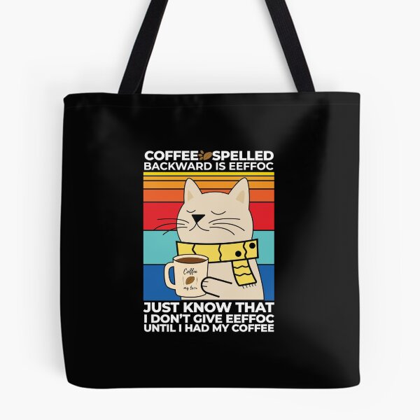 Item preview, Coffee Spelled Backwards Is Eeffoc Cat Drinking Retro designed and sold by HM-TeePlanet.