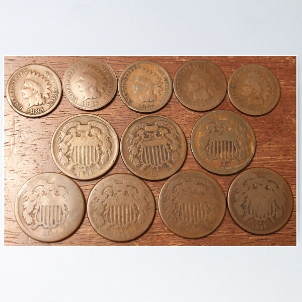 Item preview, 5 Indian Cents & 7 Two Cents designed and sold by coinsxcrochet.