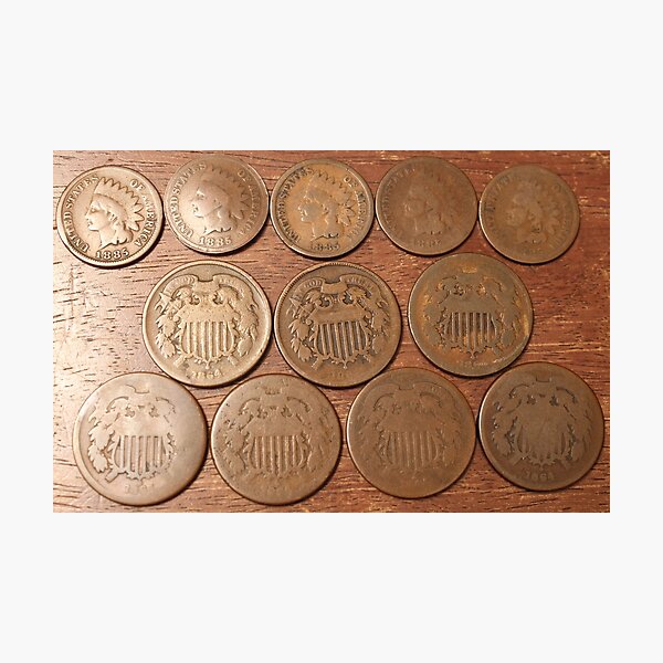 Item preview, 5 Indian Cents & 7 Two Cents designed and sold by coinsxcrochet.