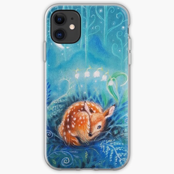 Cute dreaming deer by Maria Tiqwah iPhone Soft Case