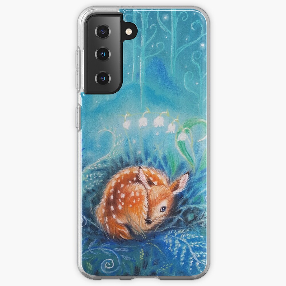 Cute dreaming deer by Maria Tiqwah Samsung Galaxy Phone Case