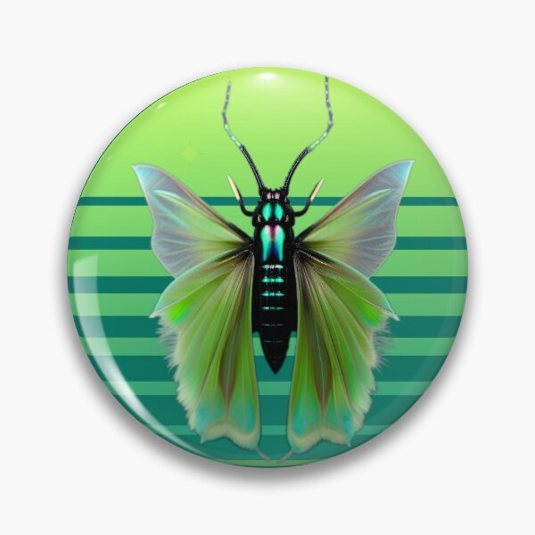 Item preview, Green moth in front of a green moon above the sea at night designed and sold by rockate.