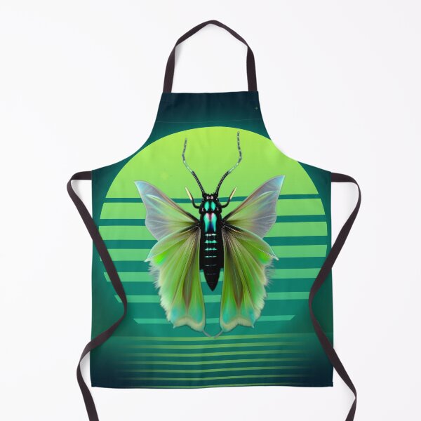Item preview, Green moth in front of a green moon above the sea at night designed and sold by rockate.