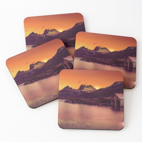 Item preview, Scenic landscape view of mountains, lake and cottage designed and sold by ImgPrint.