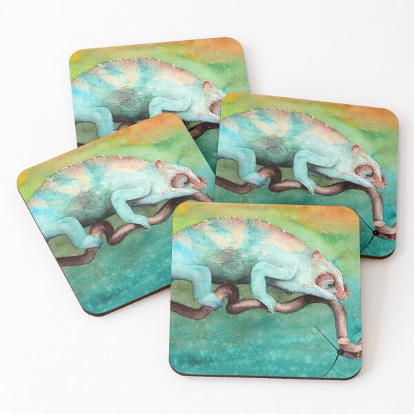 Item preview, Watercolor colorful funny chameleon designed and sold by MaryWatercolor.
