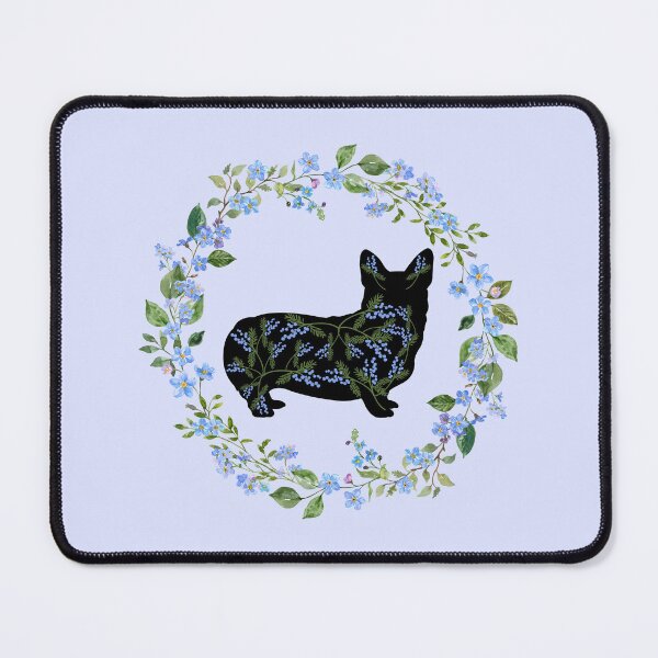 Item preview, Corgi Silhouette with Spring Wildflower Wreath designed and sold by SeasonalDogs.