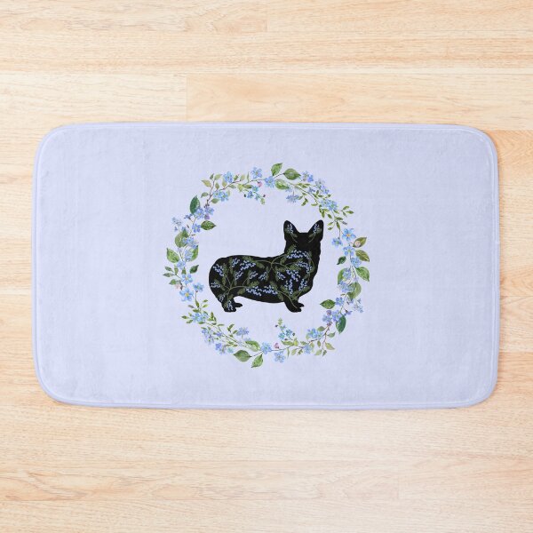 Item preview, Corgi Silhouette with Spring Wildflower Wreath designed and sold by SeasonalDogs.