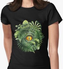 Watercolor dinosaur eye and prehistoric plants Women's Fitted T-Shirt