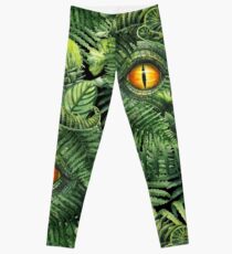 Œil de dinosaure aquarelle et plantes préhistoriques Leggings