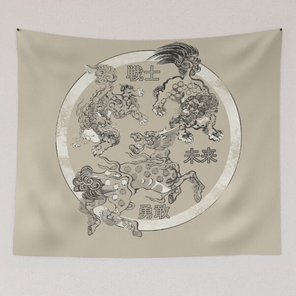 Item preview, Distressed Style Vintage Japanese Mythical Creatures Illustration designed and sold by TrulyEpoque.