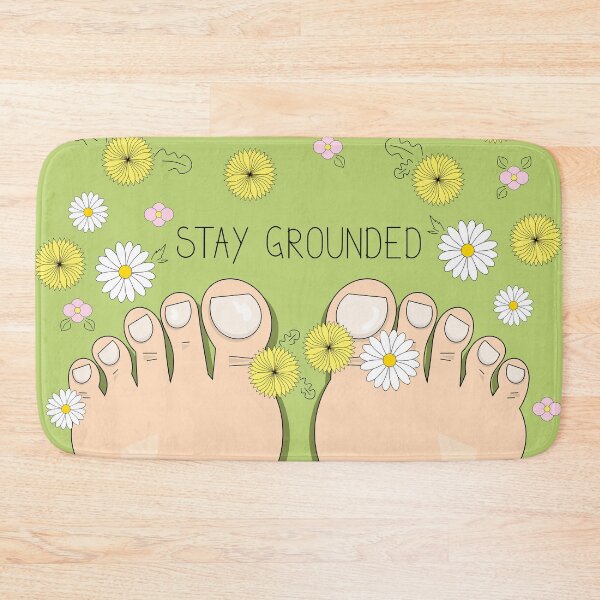 Item preview, Stay grounded inspirational quote with top view on barefoot  designed and sold by SooperYela.
