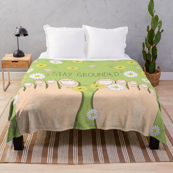 Item preview, Stay grounded inspirational quote with top view on barefoot  designed and sold by SooperYela.
