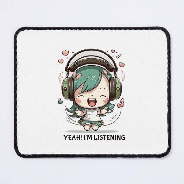 Item preview, Kawaii Wearing Headphones designed and sold by AdrianShirt.