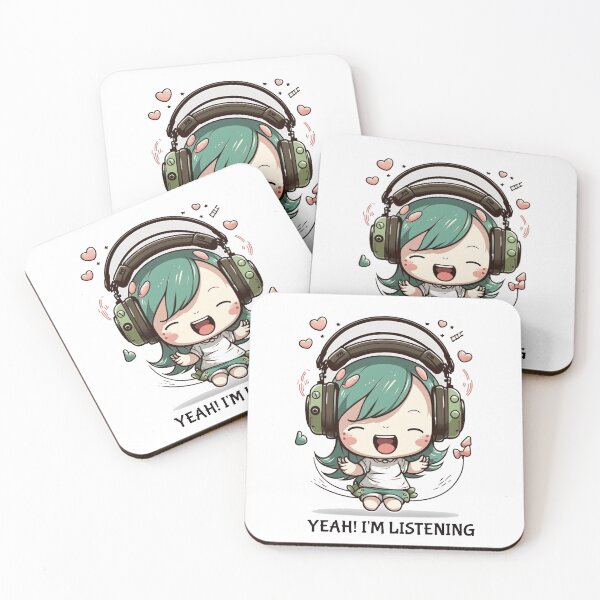 Item preview, Kawaii Wearing Headphones designed and sold by AdrianShirt.