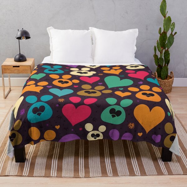 Item preview, Colorful Heart Cartoon Colorful Paw Print Dog Food Water Bowl Design designed and sold by Kplayzz2009.