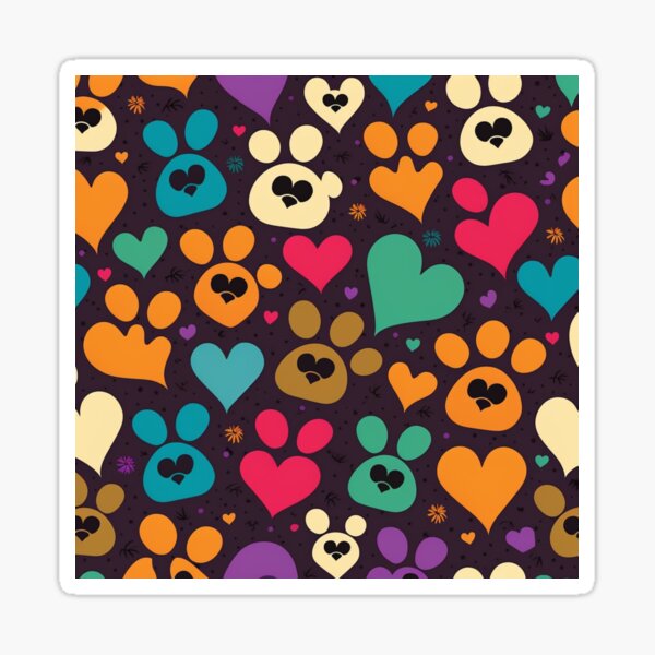 Item preview, Colorful Heart Cartoon Colorful Paw Print Dog Food Water Bowl Design designed and sold by Kplayzz2009.