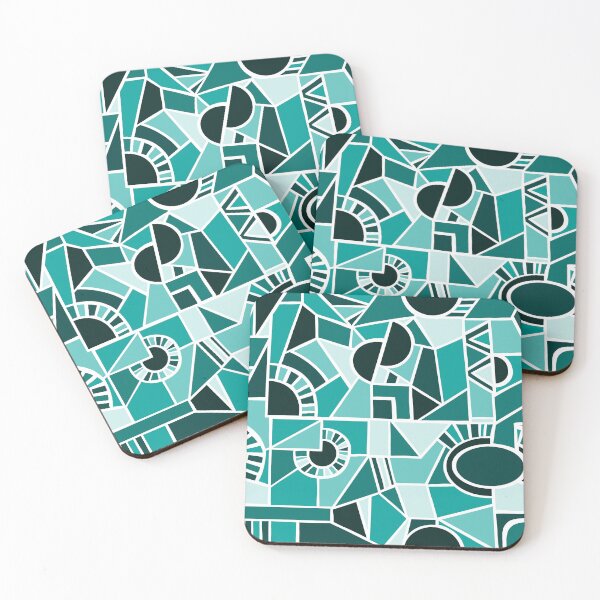 Artikelvorschau, Peacock Green Quirky Shaped Geometric Patterns entworfen und verkauft von SemDesigns1.