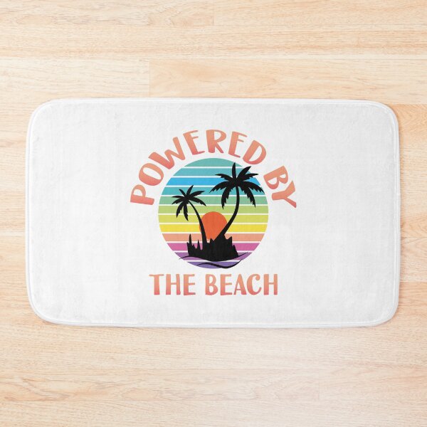 Item preview, Impulsado por la playa, con un colorido fondo circular de estilo retro y una hermosa puesta de sol con la silueta de dos palmeras designed and sold by Martapp.