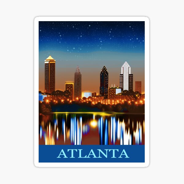 Item preview, Atlanta Skyline by Night with Reflections designed and sold by Marymarice.