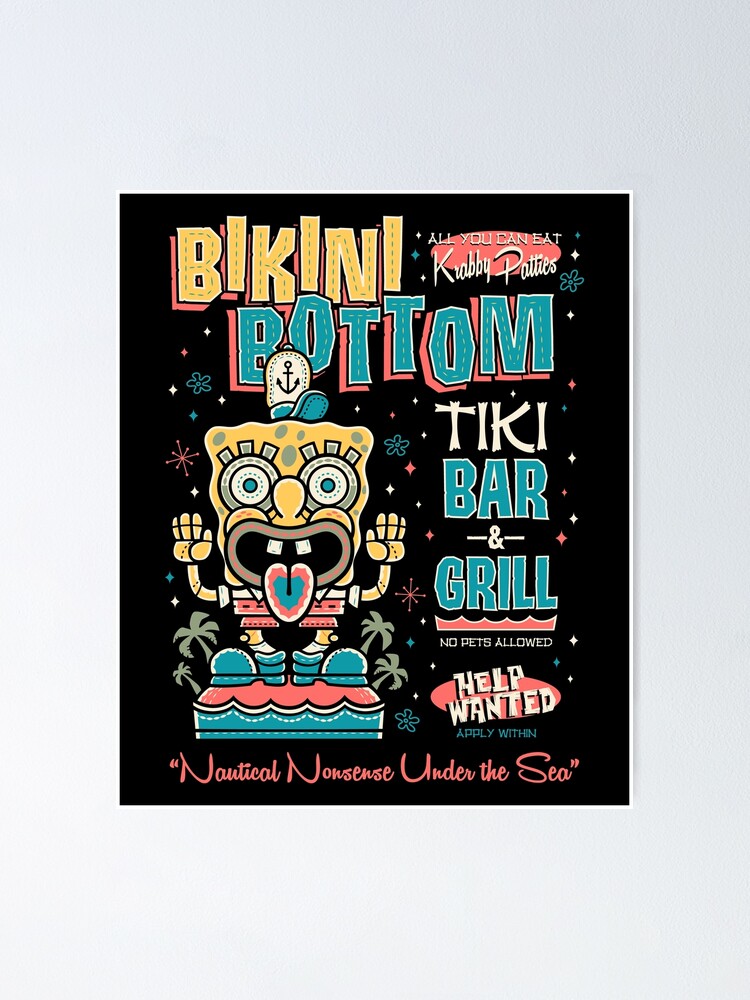 Bikini Bottom Tiki Bar Vintage Surf Hawaii Island Vacation