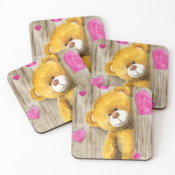 Item preview, Copy of Teddy bear with pink hearts designed and sold by MaryWatercolor.