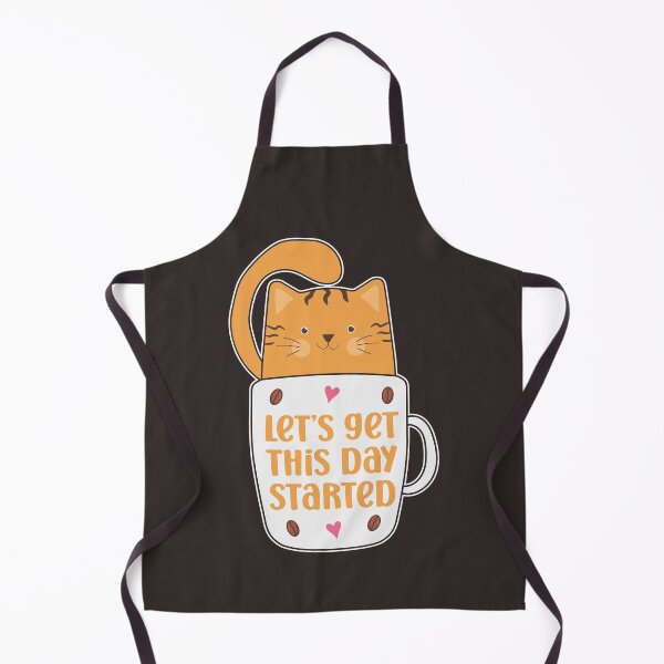Item preview, Cute, Trendy and Funny Coffee and Cat Lover Quote LET’S GET THIS DAY STARTED for Monday Motivation and Mornings, Cat with Coffee Cup Saying designed and sold by zenturtlemerch.