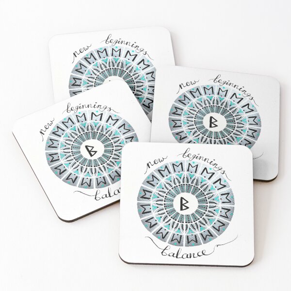 Item preview, Watercolor mandala with viking runes new beginnings and balance//calligraphy//lettering designed and sold by idolizeyou.