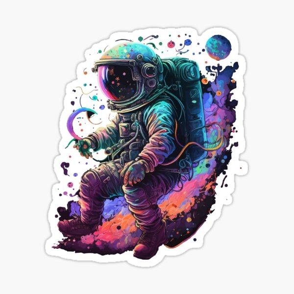 colorful astronaut in space Sticker for Sale by Monya1