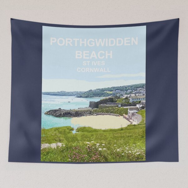Item preview, Porthgwidden Beach St Ives Cornwall. Cornish gift. Travel poster designed and sold by BarbaraGlebska.