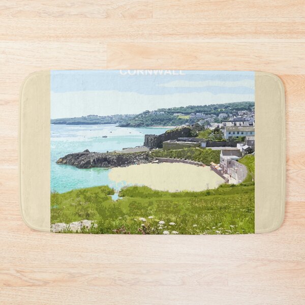Item preview, Porthgwidden Beach St Ives Cornwall. Cornish gift. Travel poster designed and sold by BarbaraGlebska.