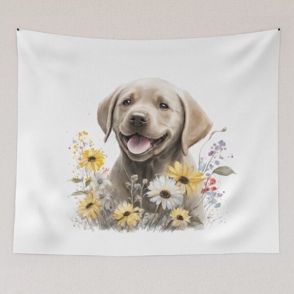 Item preview, Happy Baby Labrador with Flowers designed and sold by Barnissim.