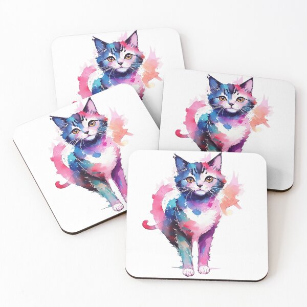 Item preview, Colorful Cat: A Vibrant Watercolor Illustration designed and sold by Arterat.