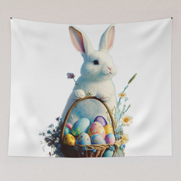 Item preview, Colorful Festive Easter Eggs Easter Bunny Spring Flowers Version 67 designed and sold by DreamingAwake1.